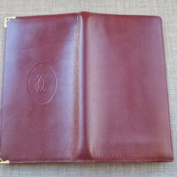 Cartier Paris Clutch Wallet Burgundy Red Leather Card Holder Purse Bag Authentic - Picture 9 of 12